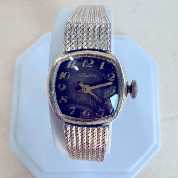 VINTAGE Working GRUEN CURVEX WATCH mechanical 10kgf case - Picture 1 of 10